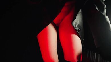 Leather clad ghostface girl teases pussy play with masked ASMR