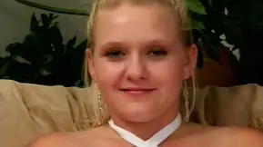 Curvy blonde girl gets properly fucked in the living room