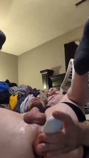Max playing with thrusting dildo