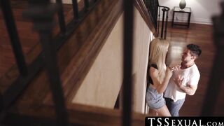 TSSexual.com - Daisy Taylor's deep blowjob followed by an ass stretching fuck