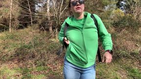 Desperate Outdoor Wetting Jeans on the Public Trail