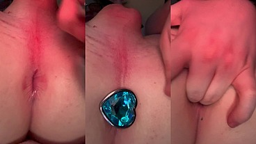 Stretching my wet pink boy pussy (big buttplug)