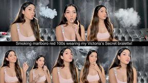 Smoking marlboro red 100s wearing my Victoria’s Secret bralette!
