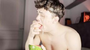 jack Davis super sloppy dildo face fuck with alot of spit