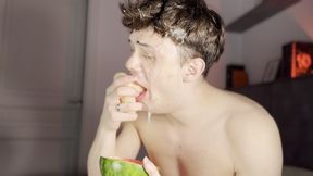 jack Davis super sloppy dildo face fuck with alot of spit