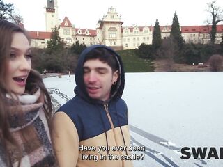 SWAP4K. A kinky pair had a hard trio with a hawt beauty, her boyfriend watched throughout the glass