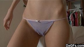 Shy teen in miniskirt gets her ass filled on the sofa