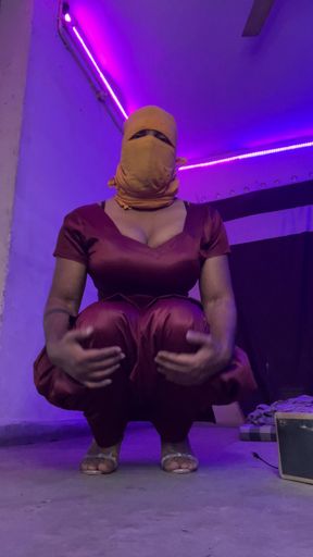 indian crossdresser tight silk salwar suit shiny clothes