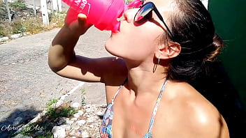 drinking pee on the public beach in front of people, &quot_HIGH RISK&quot_