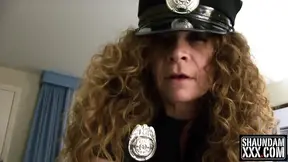 Officer pleases big black dick during dirty play