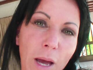 German Step Mommy Gives Holiday Dirtytalk for Stepson Outside at Pool
