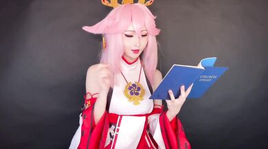 Genshin cosplay ASMR Yae Miko POV babe moans