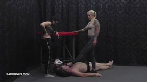 Mistresses Anett and Dyanna loves to trample the slave Sock mp4