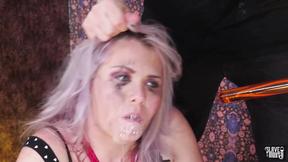 ”Mesmerizing blonde sub sucks on her lords dick”