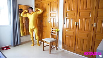 muscle man in zentai suit