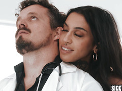 Big tits black MILF Ravyn Alexa fucked by doctor after fingering at control