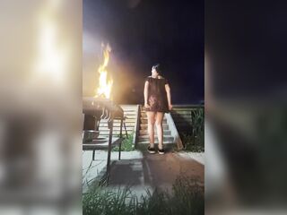 Stairway Tease by the Fire – Sheer Top, Strap & Slow Dance