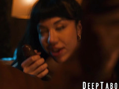 Black fucker slides BBC between Little Pucks extremely massive tits