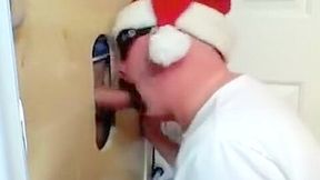 Gloryhole Buddy Cums to Feed Santa