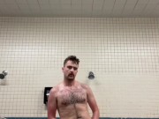 THIC OTTER IN A PUBLIC GYM SHOWER ROOM