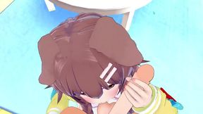 Anime VTUBER Catgirl and Doggirl enjoy a wild threesome