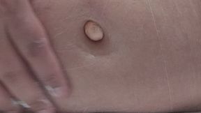 Candy ball in my belly button and lotion rub