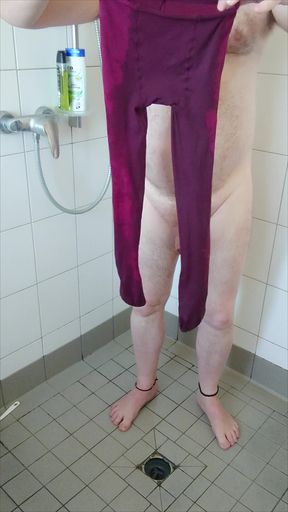 Incontinence Fun in Hot Pantyhose and Rubber Pants