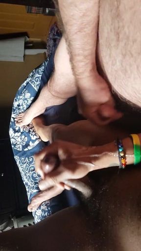 Bear and BBC Jerk off on Each Olther with Lots of Cum!