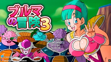 Bulma Adventure 3 - Gallery Show [Dragon Ball Hentai game Parody] Ep.1 risky Kuririn handjob while Gohan could wake up at any moment