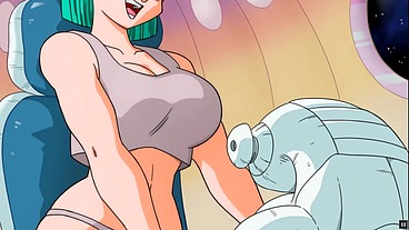 Bulma Adventure 3 - Gallery Show [Dragon Ball Hentai game Parody] Ep.1 risky Kuririn handjob while Gohan could wake up at any moment
