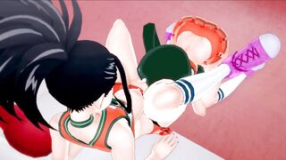 Momo Yaoyorozu Gets her Snatch Eaten by Tsuyu Asui then Fucks her with a Fake-Dick.