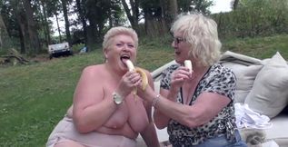 2 mature milfs 3 banana's well?