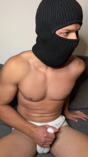 Young hunk bulge tease in white briefs