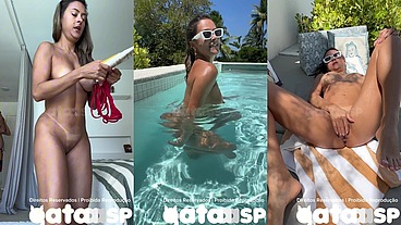 Corno me ajudou a passar protetor e depois me chupou gostoso na varanda do quarto da pousada