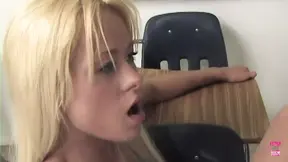 In Order Not to Fail the Blonde Uses Her Footjob Skills to Satisfy His Cock