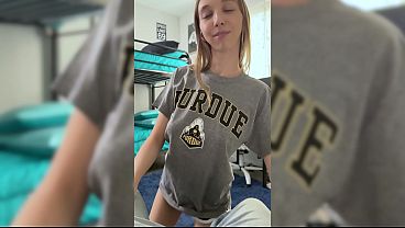 Busty blonde college babe takes huge cock in homemade POV