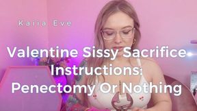 Valentine Sissy Sacrifice Instructions Penectomy Or Nothing