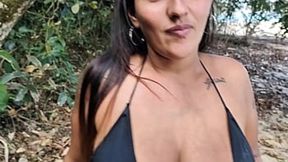 Raw cock&#x1F346; slaps and spunk splashes across a bold slut's face at the shore