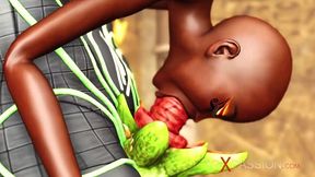 Anubis fucks hard a sexy slave ebony in an egyptian temple