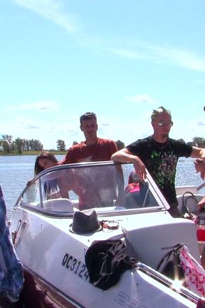 Six People on a Boat in Open Water Getting Wild