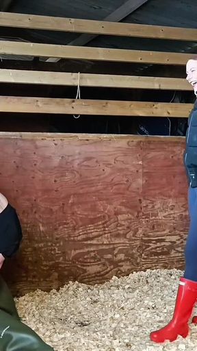 Boots Versus Balls, Extremely Hard Hunters Wellingtons Ballbusting in the Stables