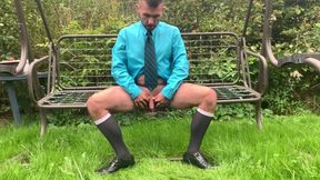 Gentleman Pissing In Public In Black Socks