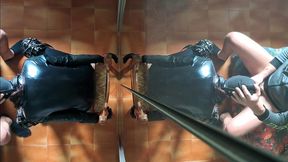 milf chairtied, throatfucked with ring gag and throatpie