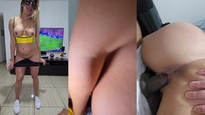 esposa chamou mais atencao que o jogo da copa! tentacao levou muita bolada na cara!