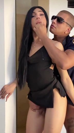 Very Hot Policeman Fucks Girl Transn Until She Destroys Her Ass