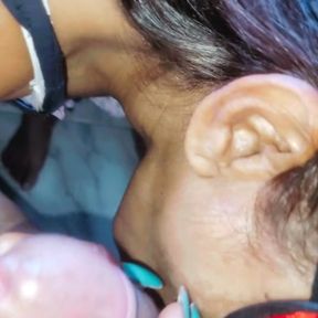 Japanese woman sucking sperm, deep throat.