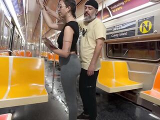 Student hotty gets cum on Fresh York subway teach.