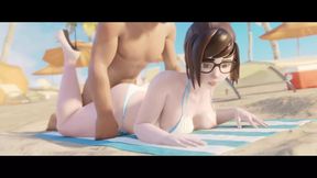 Mei in a Tiny Bikini Gets Prone Boned on the Beach