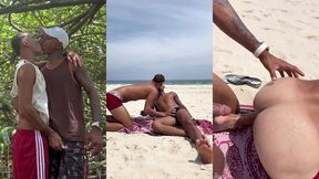 negao dotado de 23cm e flagrado empurrando a pika no novinho twink branquinho na pra praia sem camisinha - completo