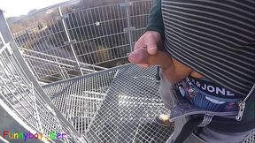 I'_m edit on my foreskin cock outside on a very public observation tower by a river.